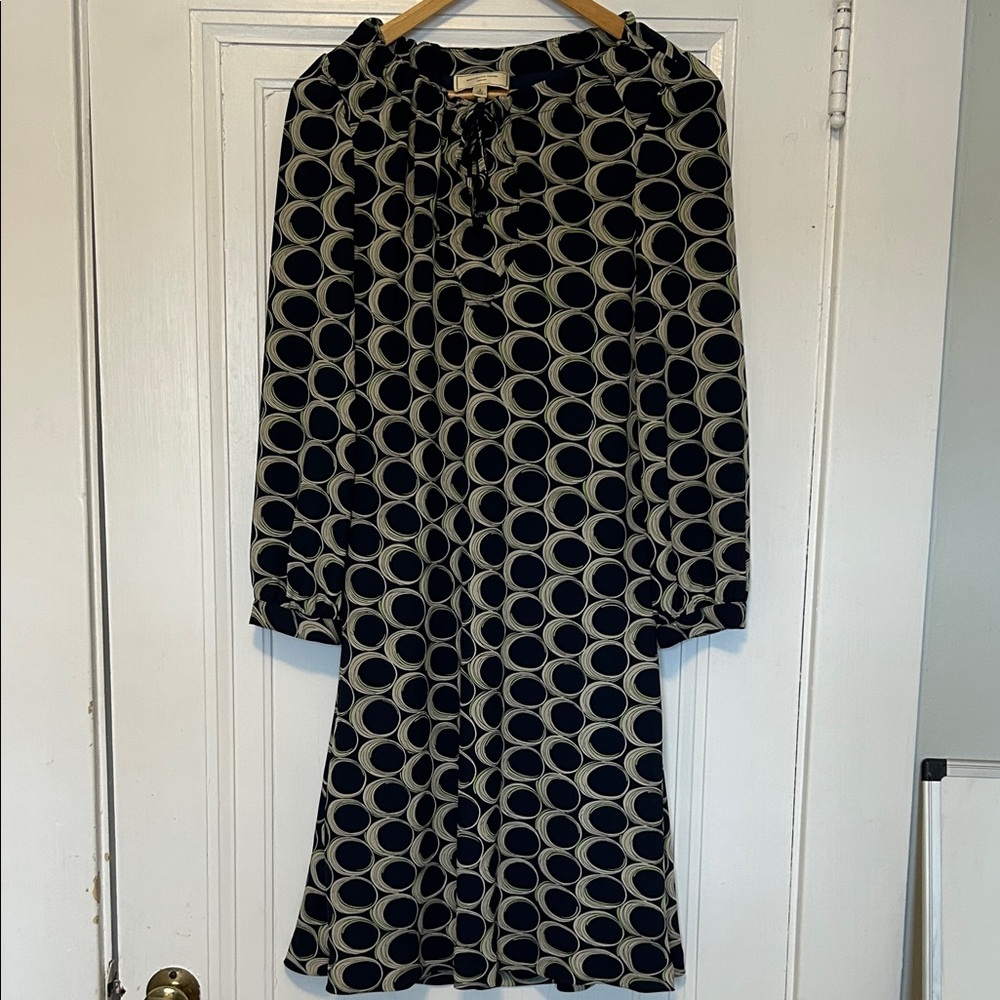 Moulinette Soeurs Navy, Green and Cream Geometric Dress